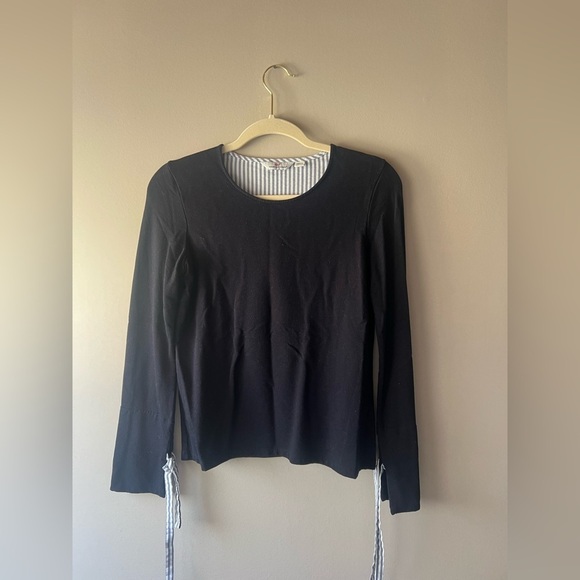 Vineyard Vines Tops - Vineyard Vines Navy Crewneck Top with Striped Neckline Detail